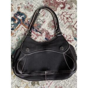 Cole Haan Handbag BOHO Bag Deep Cocoa Brown Pebble Leather Size 16“ Wide 9” High